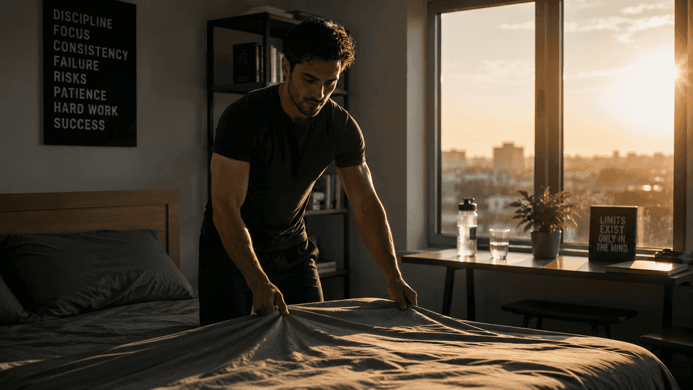 Disciplined man improving confidence and masculine energy through self control